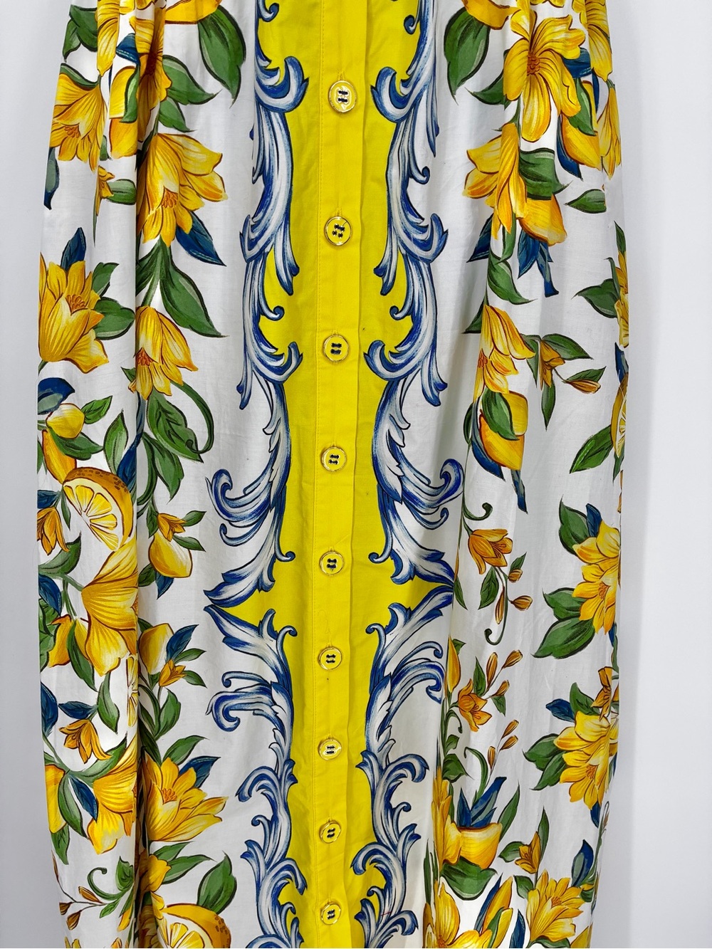Farm Rio Yellow Mediterranean Sicily Scarf Lemon Tile Dress Medium - Picture 12 of 16